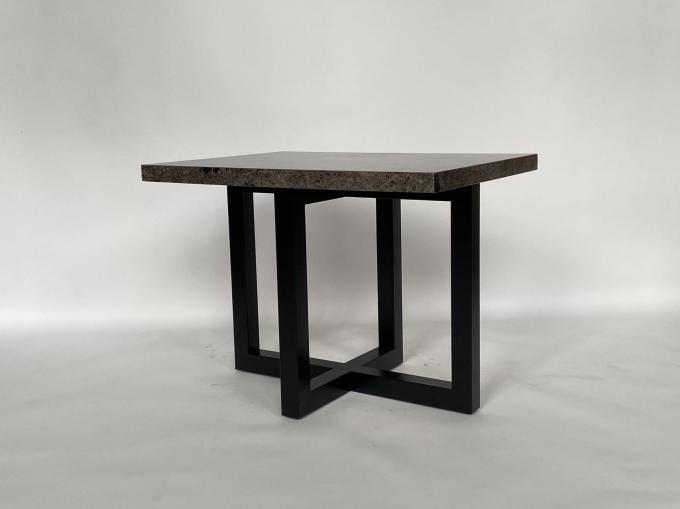 Stone Top Bedside Coffee Table Stainless Steel Base Luxury Modern 1