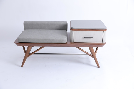 কেনা Hotel Bedroom Upholstery Luggage Bench With Drawer Solid Wood Legs অনলাইনে উৎপাদন