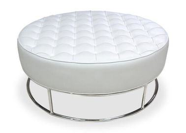 কেনা Round Leather Ottoman Storage Box Stainless Steel Base With Fully Assambled অনলাইনে উৎপাদন