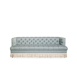 কেনা New Design Classics Style Living Room Sofa  3 Seater Grey Velvet Fabric Sofa With Fashionable Tasseles অনলাইনে উৎপাদন