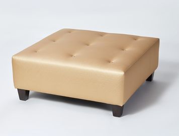 Modern Square Shape Upholstered Button Tuffted Ottoman Coffee Table Solid Wood Legs