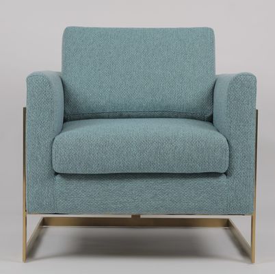 কেনা 85cm Height Blue Fabric Armchair With Gold Stainless Steel অনলাইনে উৎপাদন