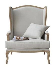 ভালো দাম Elegant Oak Wooden Leisure Chair Linen Fabric Vintage Style Armchair অনলাইন