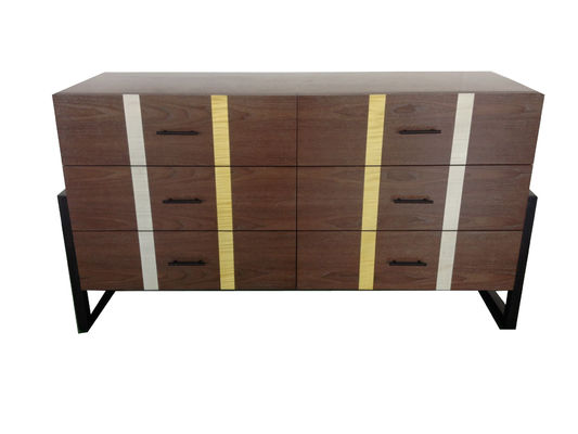 ভালো দাম Black Metal Base Wooden Six Drawer Dresser For Hotel Bedroom Furniture অনলাইন