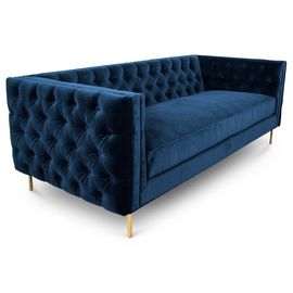 ভালো দাম Golden metal leg new model black velvet fabric  button tufted sofa sets for wedding,living room sofa অনলাইন