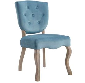 ভালো দাম Antique Furniture Dining Room Chairs Button Tufted Blue Color Linen Fabric অনলাইন