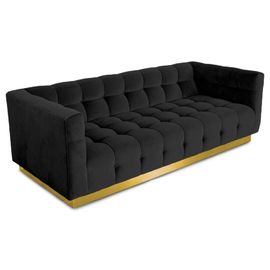 ভালো দাম European furniture luxury classic recliner  black Velvet living room sofa with golden metal base অনলাইন