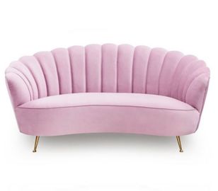 ভালো দাম Pink couch velvet tufting upholstered  wedding rental metal living room sofa with 4 metel legs অনলাইন