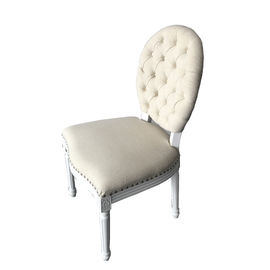 ভালো দাম French style vintage natural oak white wood frame fabric dining chair অনলাইন