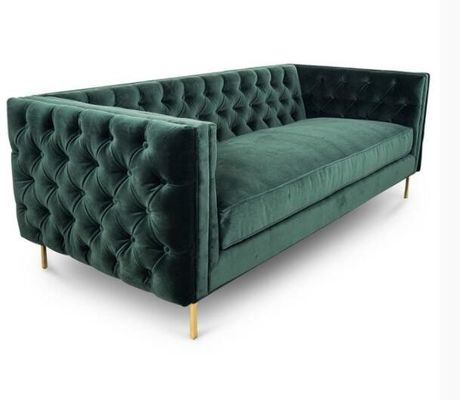 ভালো দাম Home Furniture Living Room Couches 3 Seat Sofa Green Velvet Fabric Upholstered অনলাইন