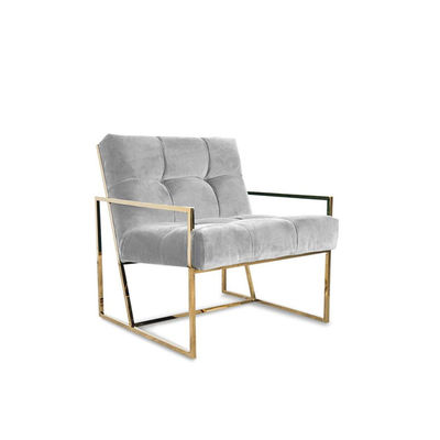 ভালো দাম Navy Blue Velvet Golden Stainless Single Modern Leisure Chair With Button Furniture অনলাইন