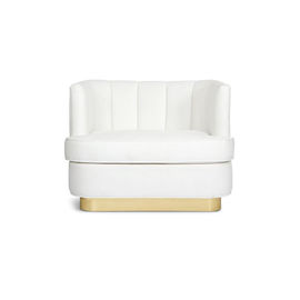 ভালো দাম White velvet Fabric Chinese Style Single Accent Leisure Home Living Room Club Armchair Lounge Arm Chair golden base অনলাইন