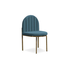 ভালো দাম home furniture Dining Chair in Bule Channel Tufted Velvet fabric back with 4 metal golden brass leg অনলাইন
