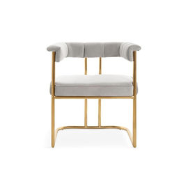 ভালো দাম American style high quality Gold brass plating metal base white PU fabric dining armrest chair অনলাইন