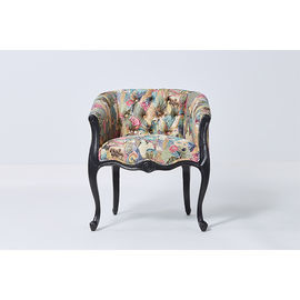 ভালো দাম Elegant black with grain Wood Frame Chair French Style Chair Crazy birds Fabric Antique Armchair Accent chair অনলাইন