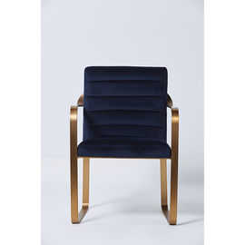 ভালো দাম Popular Modern Contracted Blue Velvet Living Room Chair With Metal Base Brushed Brass অনলাইন