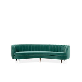 ভালো দাম Upholstery Velvet Fabric Sofa Chair Curved Back Simple Design Modern with black solid wood leg sofa অনলাইন