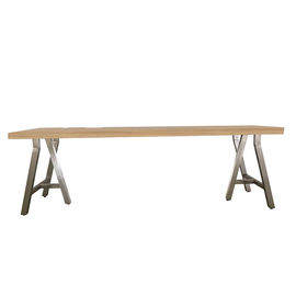 ভালো দাম Luxury Hotel Furniture Free Standing Desk With Brushed Aluminum Metal Trestle Legs , Modern Appearance writing desk অনলাইন