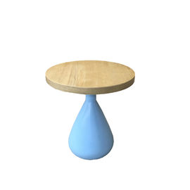 ভালো দাম Round Solid Oak Blue Base wood veneer Living Room Coffee Table For Hotel Bedroom Set অনলাইন