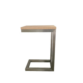 ভালো দাম Brushed Nickel Leg Wooden Frame Small Wood Veneer Side Coffee Table For Living Room অনলাইন