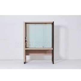 ভালো দাম Metal Frame Feet Glass Wood Writing Desk Side Mounted Soft Closing With Drawers অনলাইন