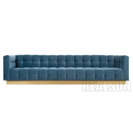 ভালো দাম Brushed Brass Base Living Room Sofa Folded Biscuit Tufting With Pulled Buttons In Bule Velve অনলাইন