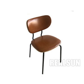 ভালো দাম PU Leather Fabric Wood Back Dining Chairs Black Metal Leg Metal Base For Restaurant অনলাইন