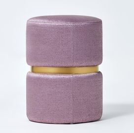 ভালো দাম Round Upholstered Purple Fabric Bedroom Ottoman Bench With Gold Metal Insert অনলাইন
