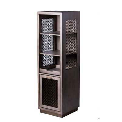 ভালো দাম Quarter Cut Oak Wood Veneer With Metal Mesh Side Panel Fridge Cabinet Dry Bar Unit অনলাইন