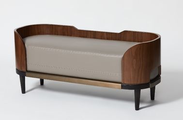 ভালো দাম Ritz Carlton Hotel Upholstered Bedroom Bench Walnut Wood Finish অনলাইন