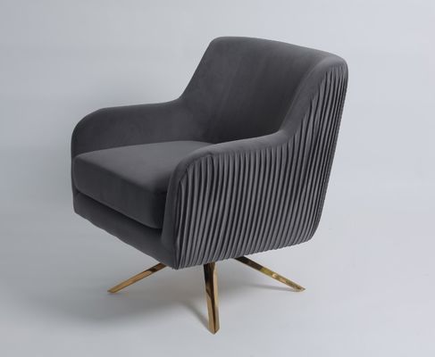 ভালো দাম European Grey Velvet Gold Stainless Swivel Accent Chair অনলাইন