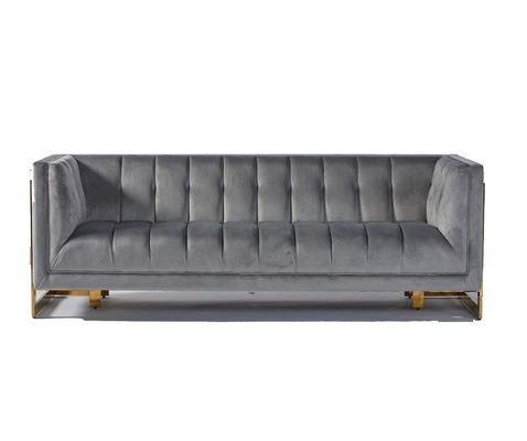 ভালো দাম Velvet Fabric Tufted Modern Living Room Sofa With Hallow Metal Legs অনলাইন