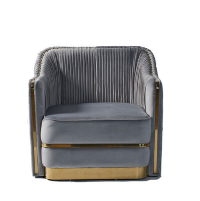 ভালো দাম Light Luxury Style Velvet Fabric Single Sofa With Stainless Steel Decorated অনলাইন