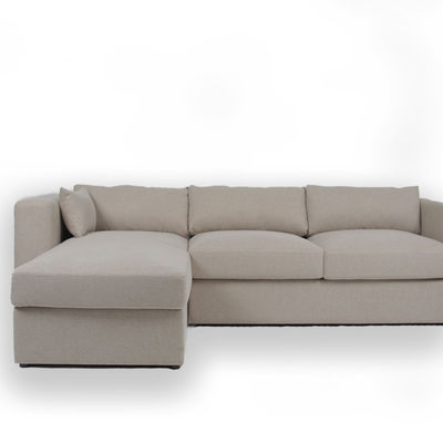 ভালো দাম Contemporary 3 Seater L Shape Fabric White Velvet Sectional Sofa অনলাইন