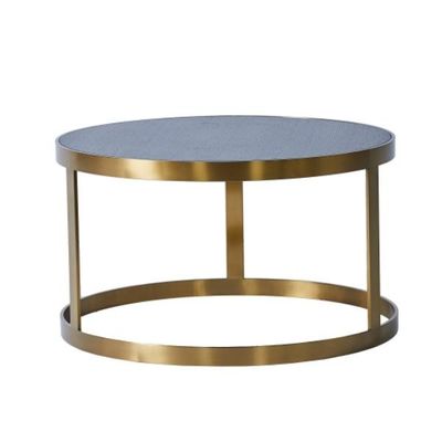 ভালো দাম Modern Round Wooden Top Stainless Steel Metal Frame Coffee Table 90x52cm অনলাইন