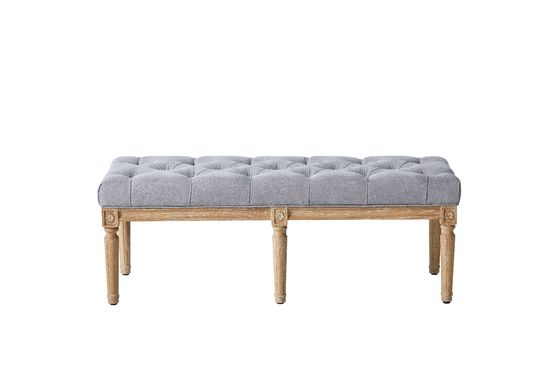 ভালো দাম Tufted Linen Fabric Living Room Ottoman Bench Solid Wooden Upholstered অনলাইন