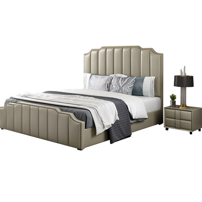 Frosted Luxury Hotel Bedroom Furniture 1.8x2.0 M Leather Bed 0